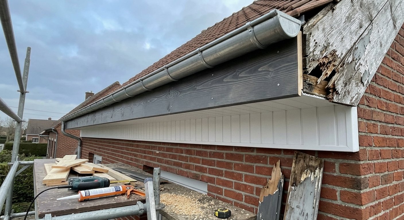 Remplacement de planche de rive et pose lambris PVC — MG Toiture